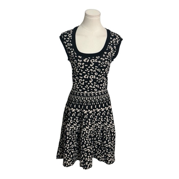 REBECCA TAYLOR Black White Leopard Animal Print Sleeveless Mini Dress Size S - Picture 4 of 10